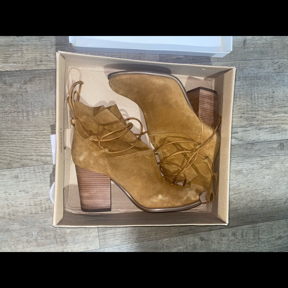 Brown suede booties